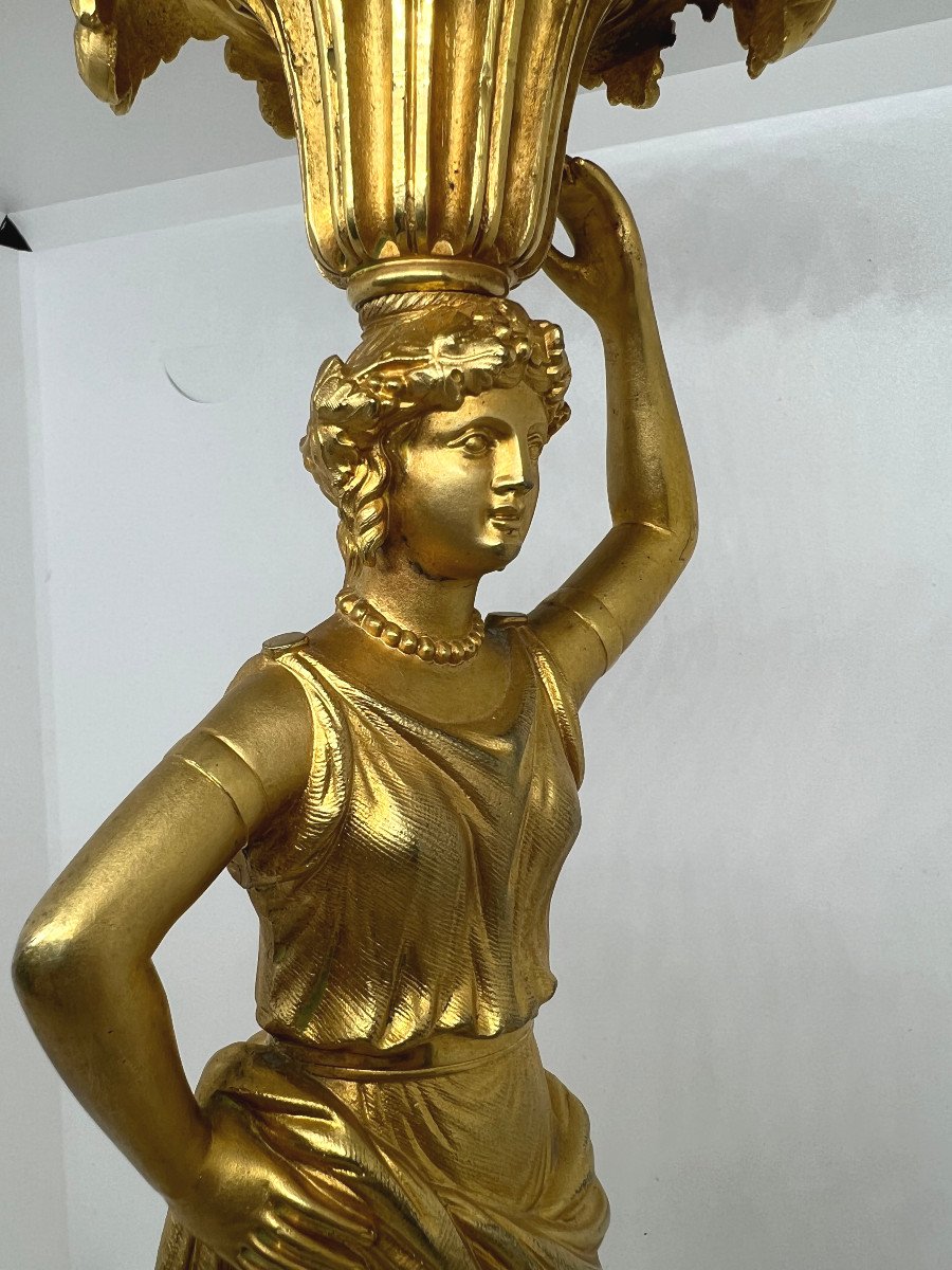 Piede di Lampada in bronzo dorato  del XIX sec.-photo-4