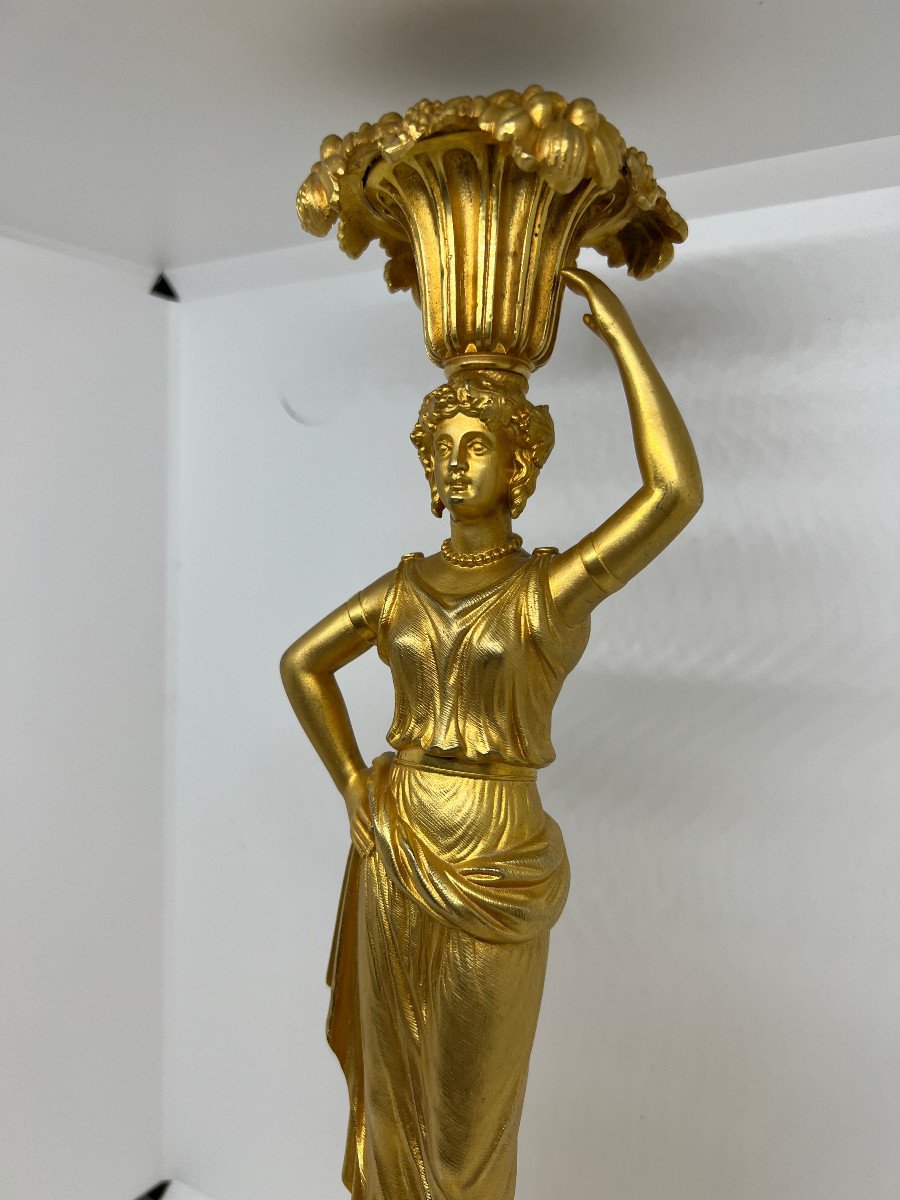 Piede di Lampada in bronzo dorato  del XIX sec.-photo-2