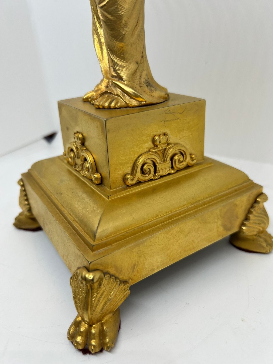 Piede di Lampada in bronzo dorato  del XIX sec.-photo-5