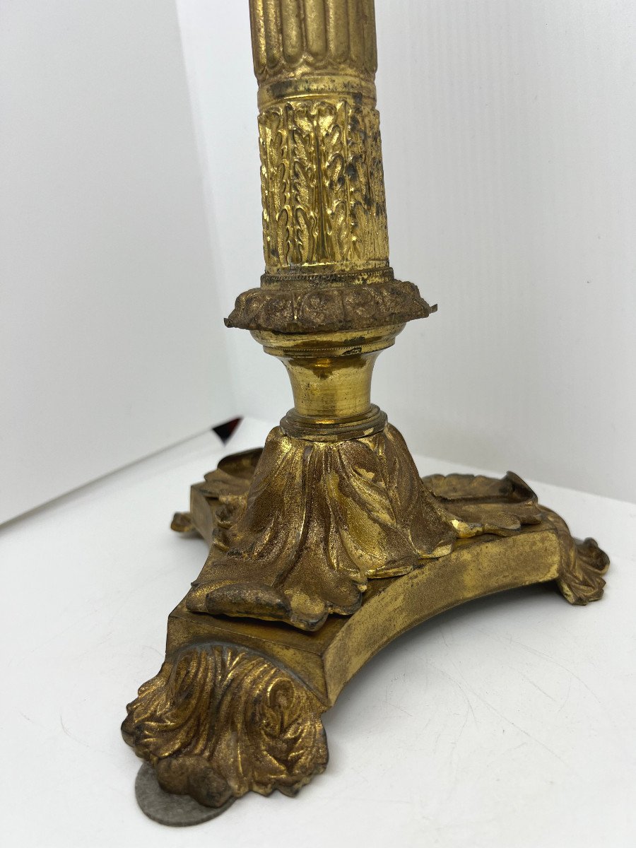 Piede di Lampada in bronzo dorato  del XIX sec.-photo-2