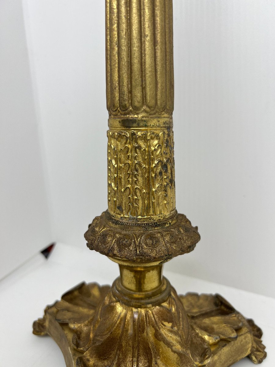 Piede di Lampada in bronzo dorato  del XIX sec.-photo-3