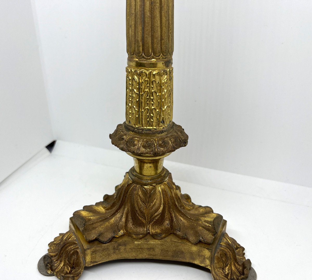Piede di Lampada in bronzo dorato  del XIX sec.-photo-1