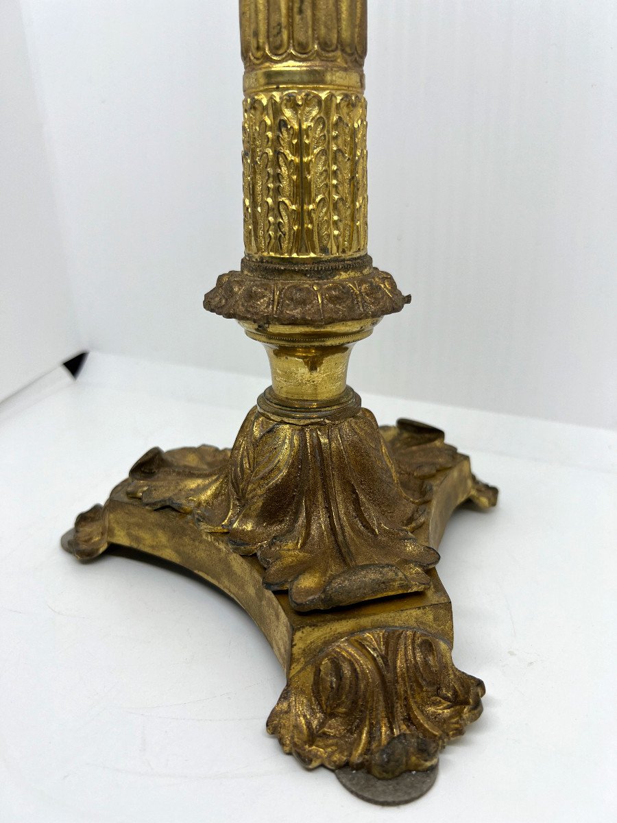 Piede di Lampada in bronzo dorato  del XIX sec.-photo-3