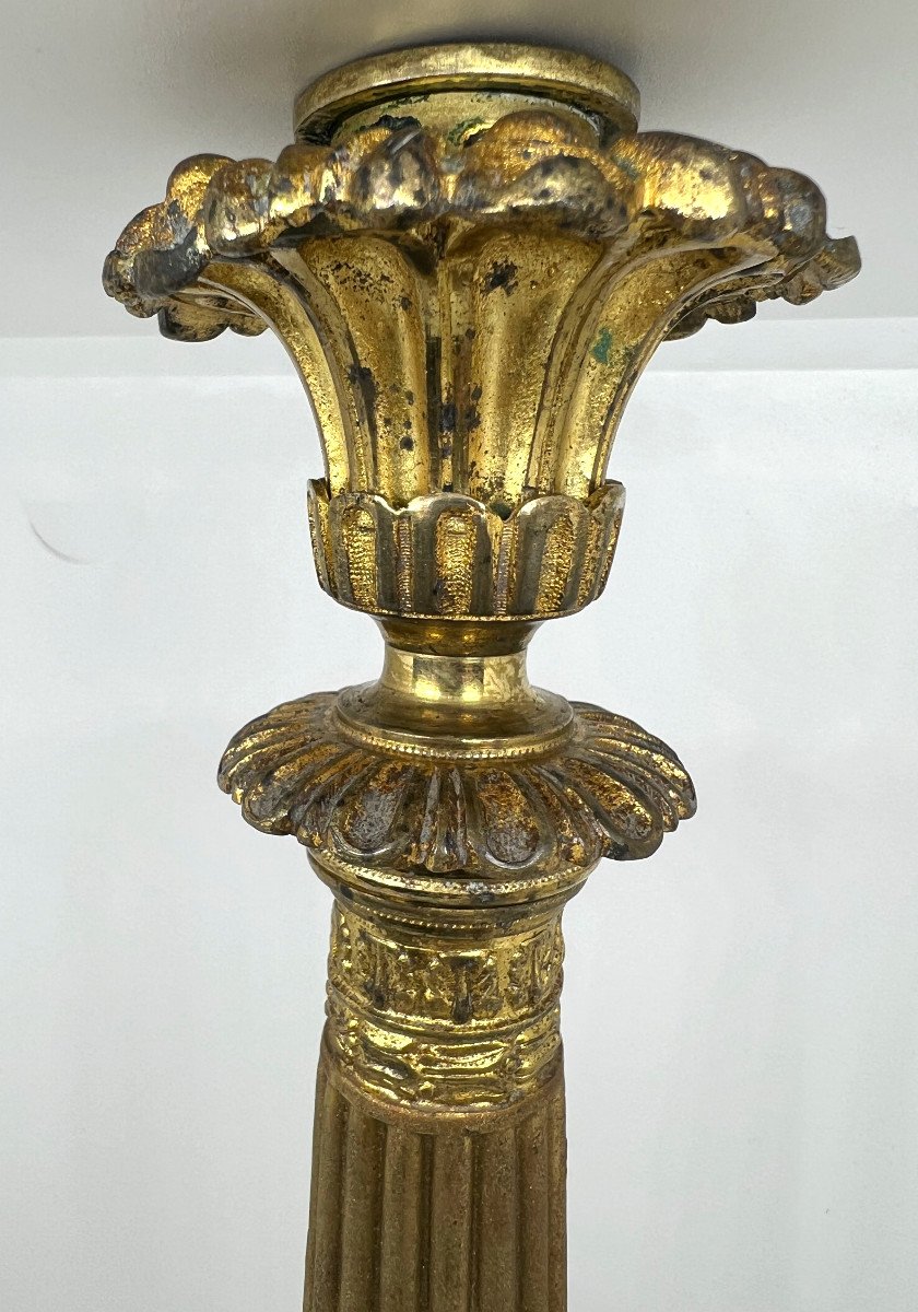 Piede di Lampada in bronzo dorato  del XIX sec.-photo-4