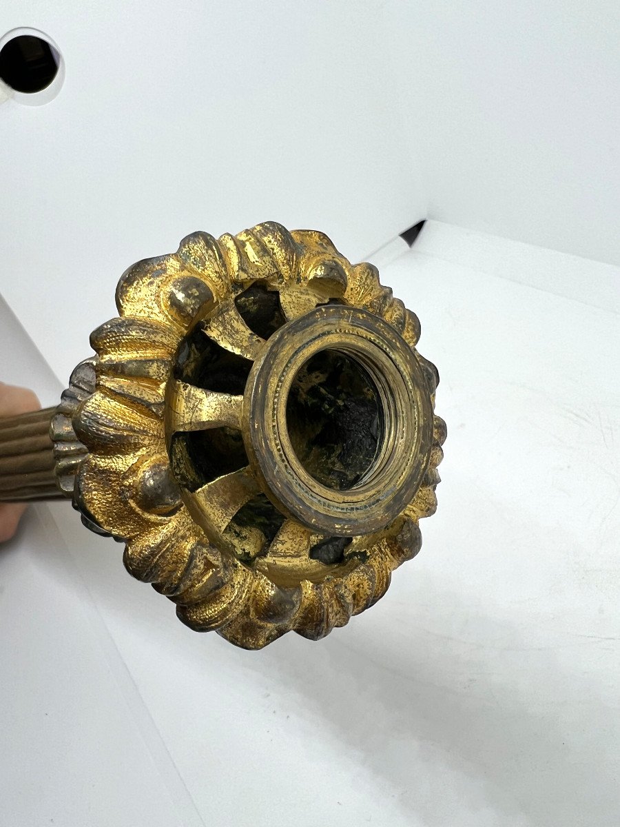 Piede di Lampada in bronzo dorato  del XIX sec.-photo-6