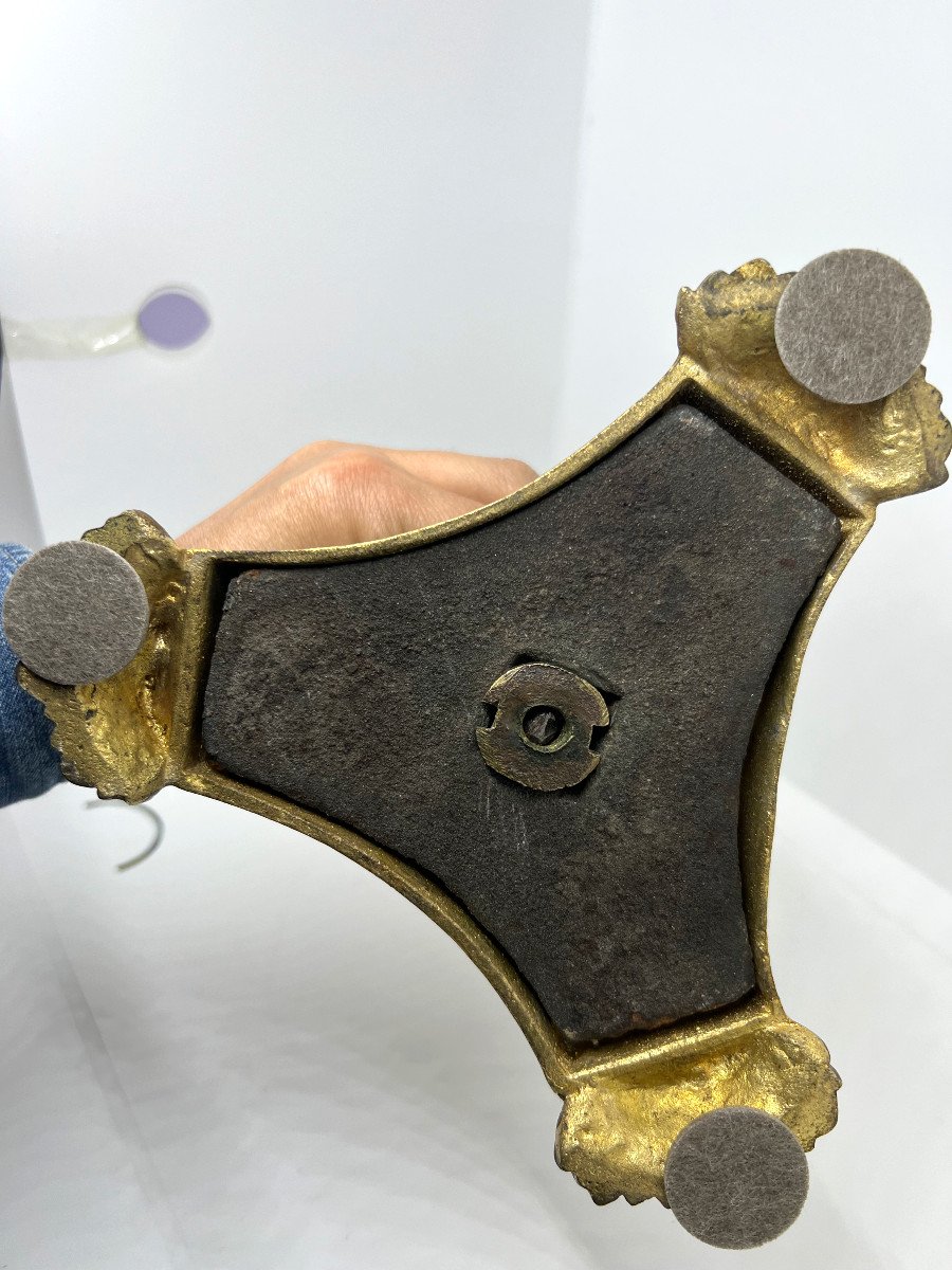 Piede di Lampada in bronzo dorato  del XIX sec.-photo-7