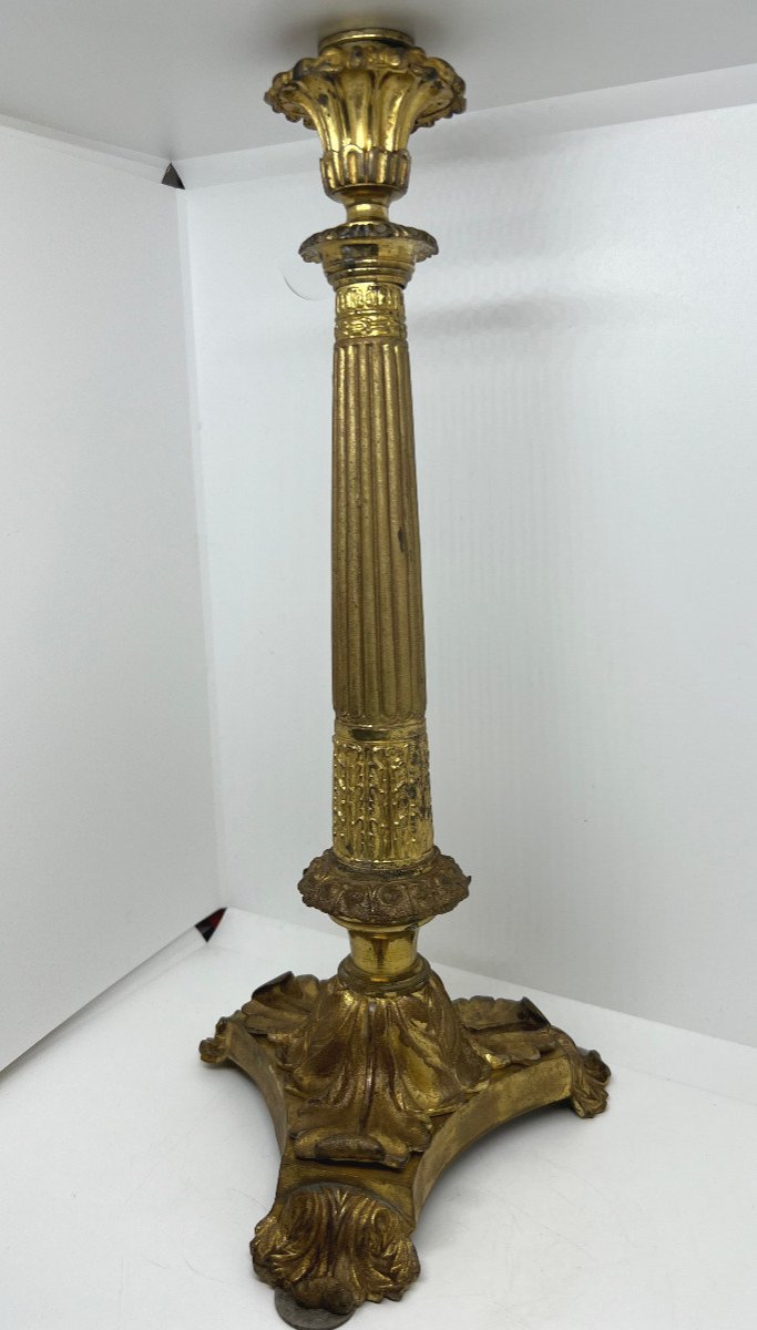Piede di Lampada in bronzo dorato  del XIX sec.