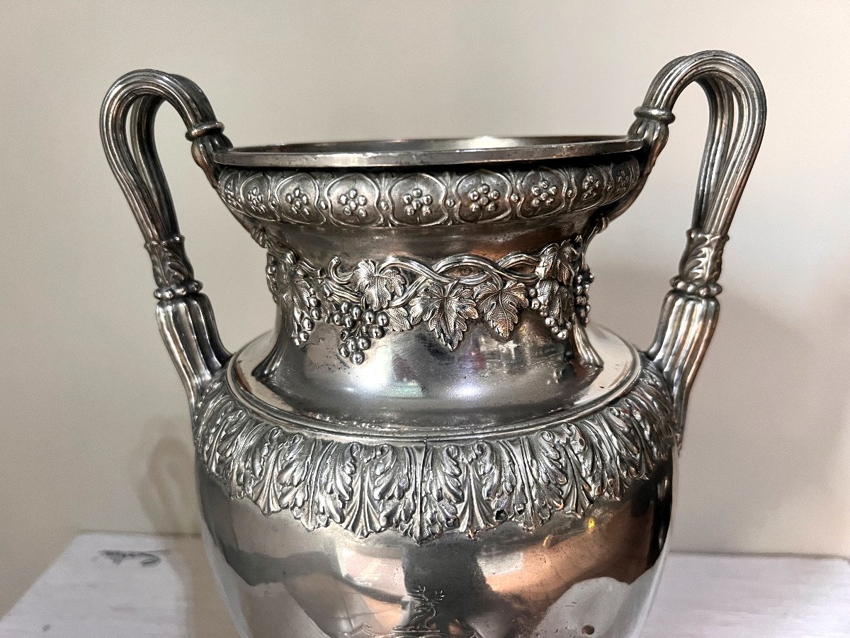 Vaso in stile Neoclassico in bronzo argentato XIX sec-photo-4