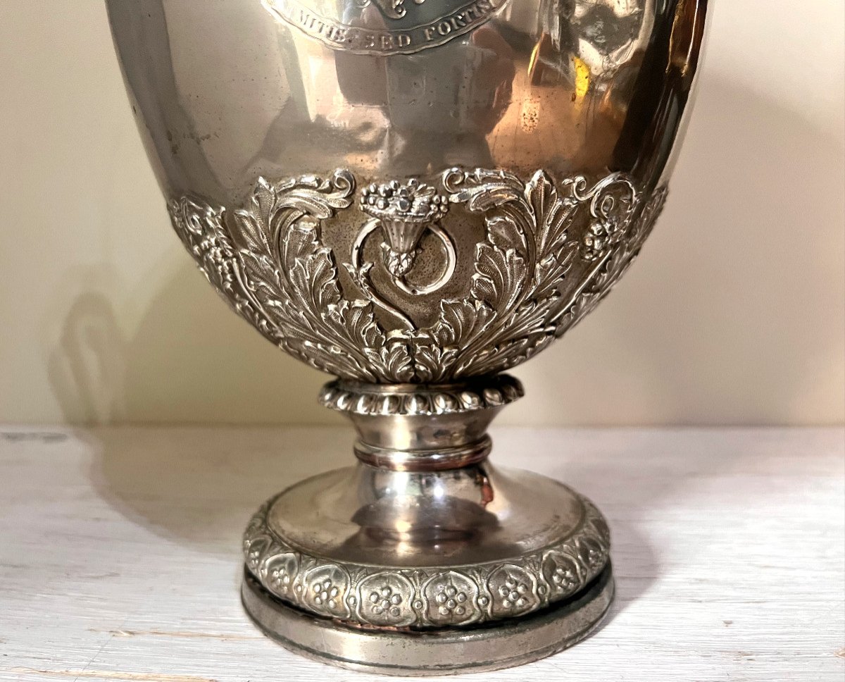 Vaso in stile Neoclassico in bronzo argentato XIX sec-photo-3