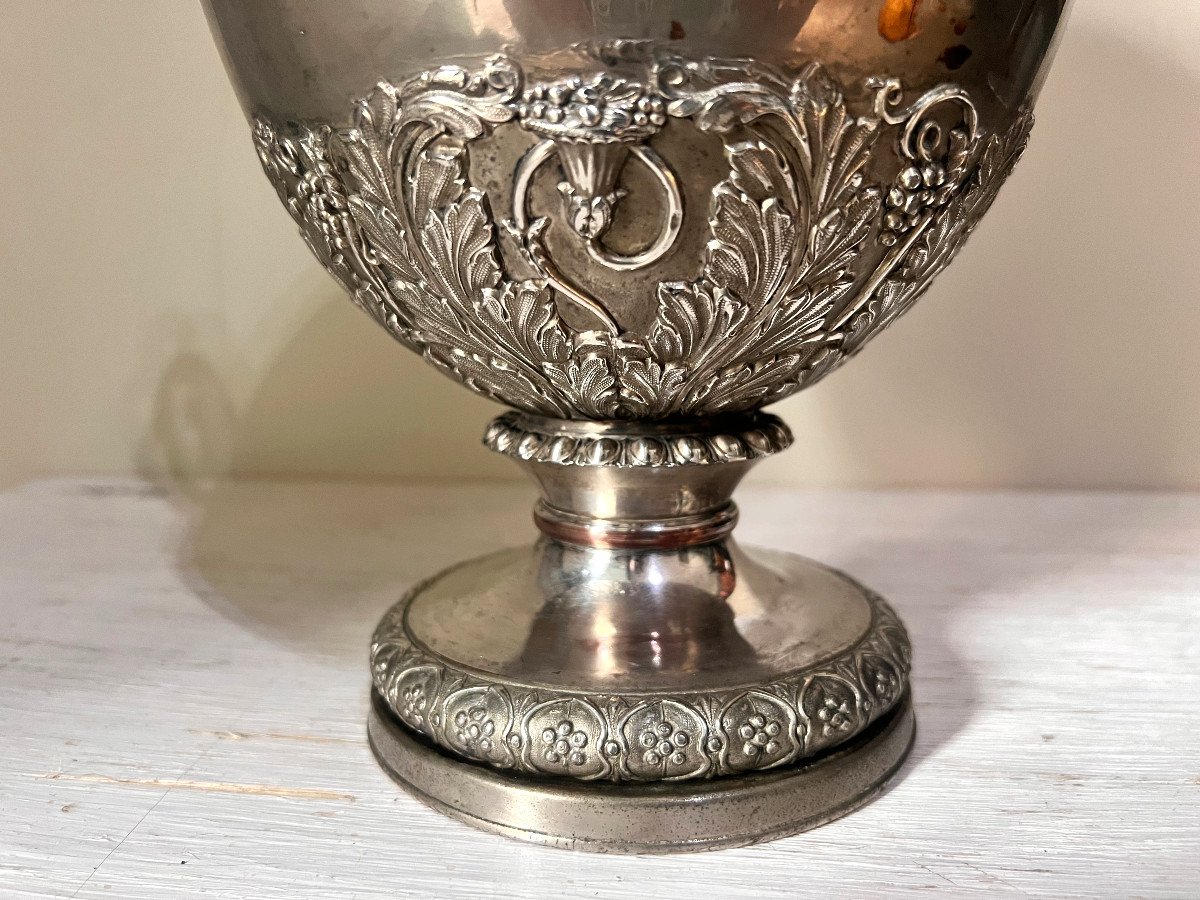 Vaso in stile Neoclassico in bronzo argentato XIX sec-photo-7