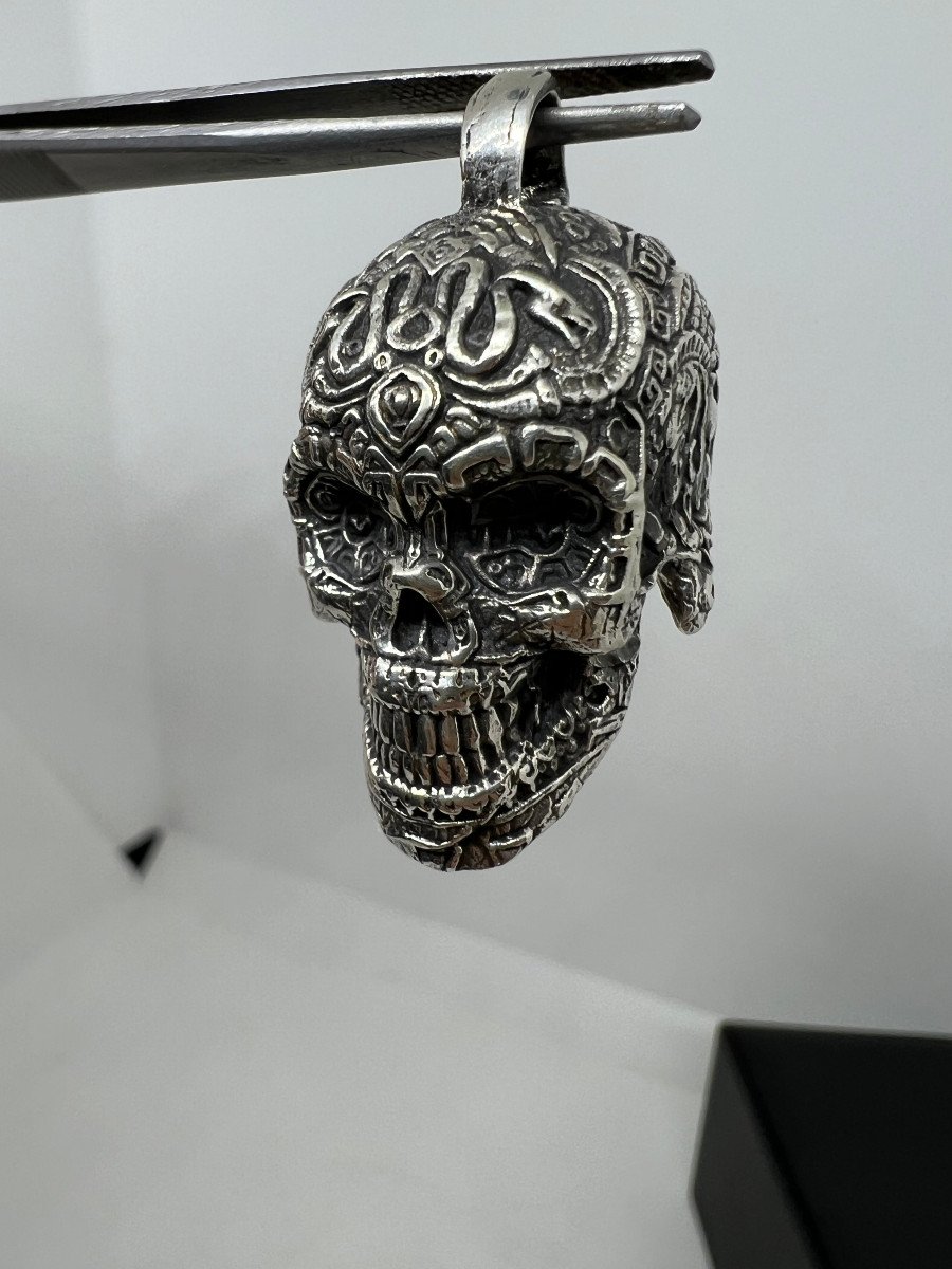 Teschio in argento Messico XX sec.-photo-6