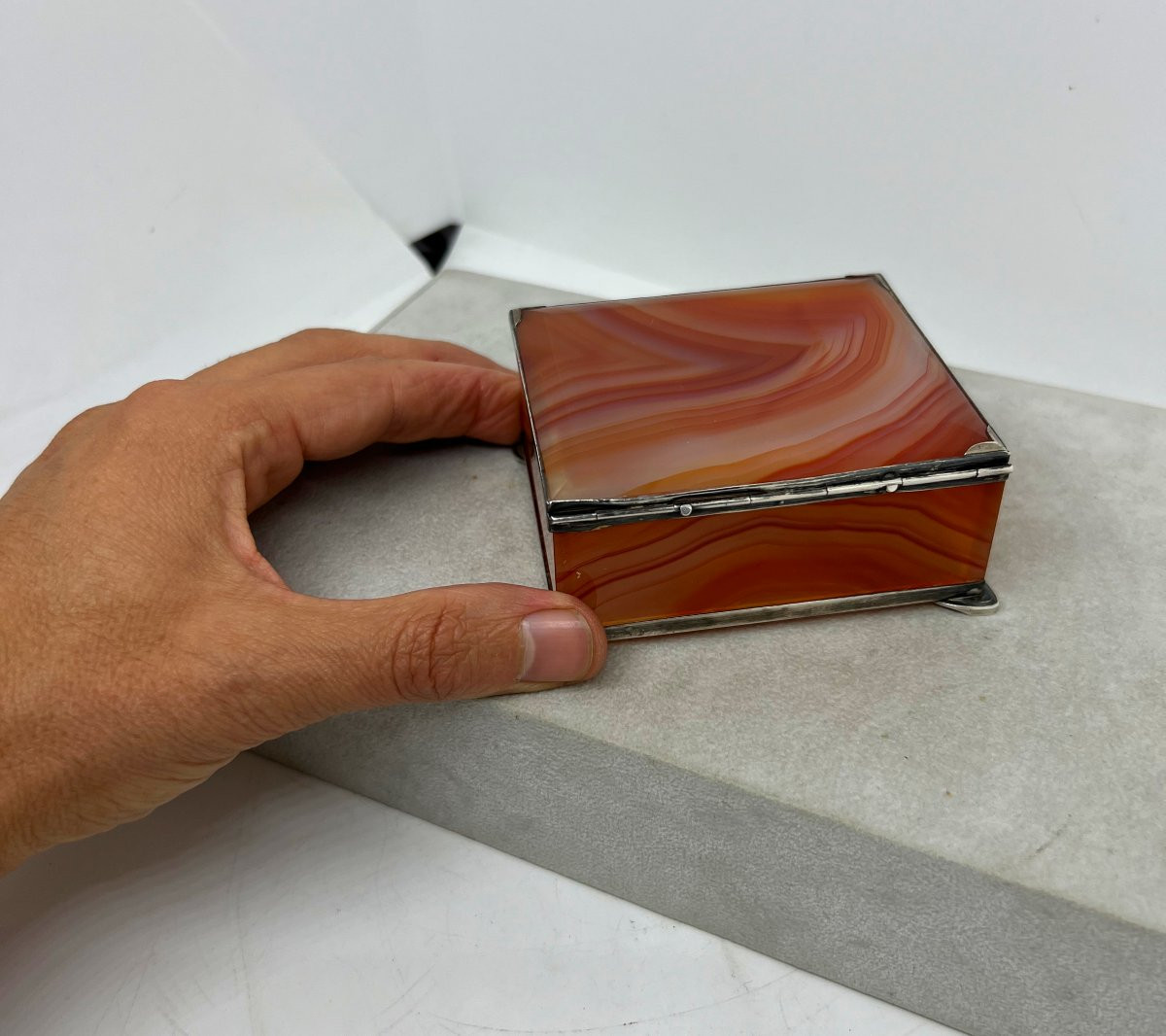 Scatola in agata  e argento -photo-4