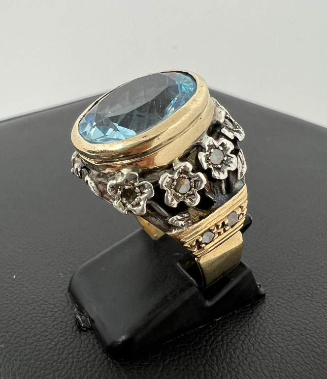 Anello in oro 9 kt e Acqua Marina-photo-3