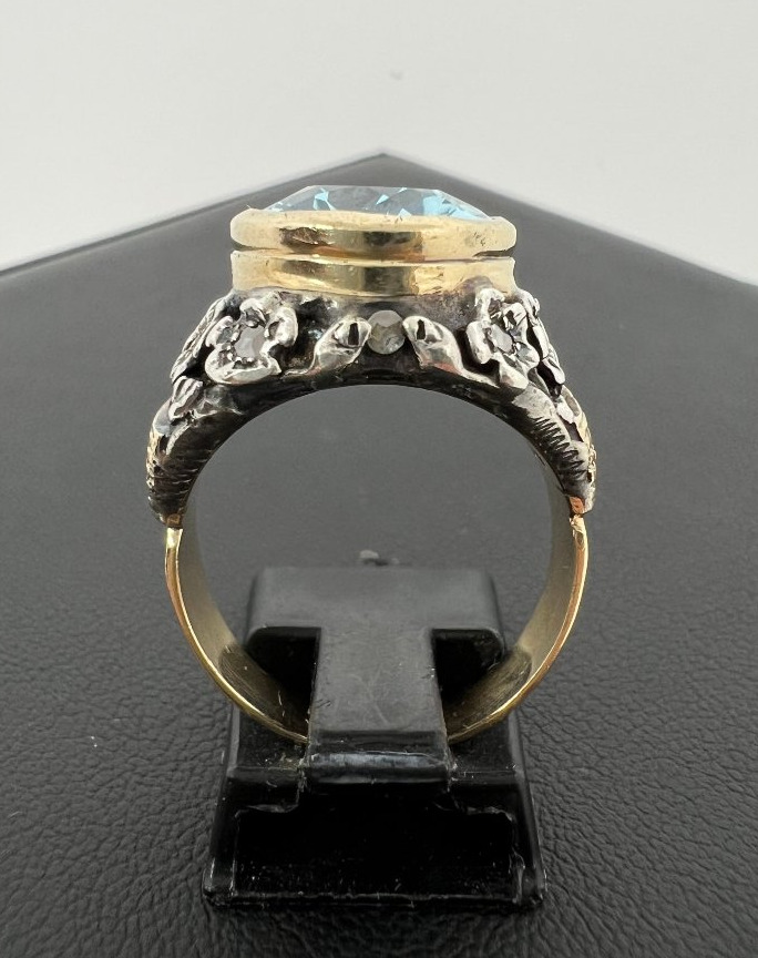 Anello in oro 9 kt e Acqua Marina-photo-4