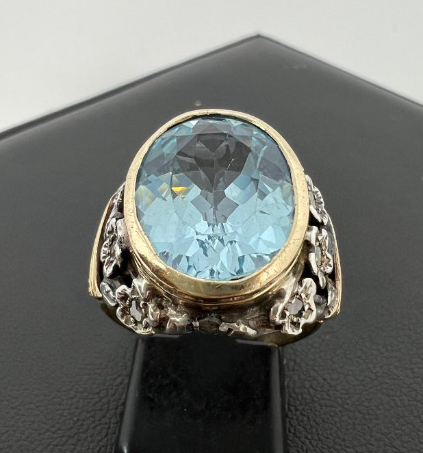 Anello in oro 9 kt e Acqua Marina-photo-1