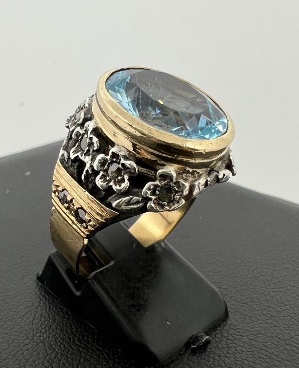 Anello in oro 9 kt e Acqua Marina-photo-4