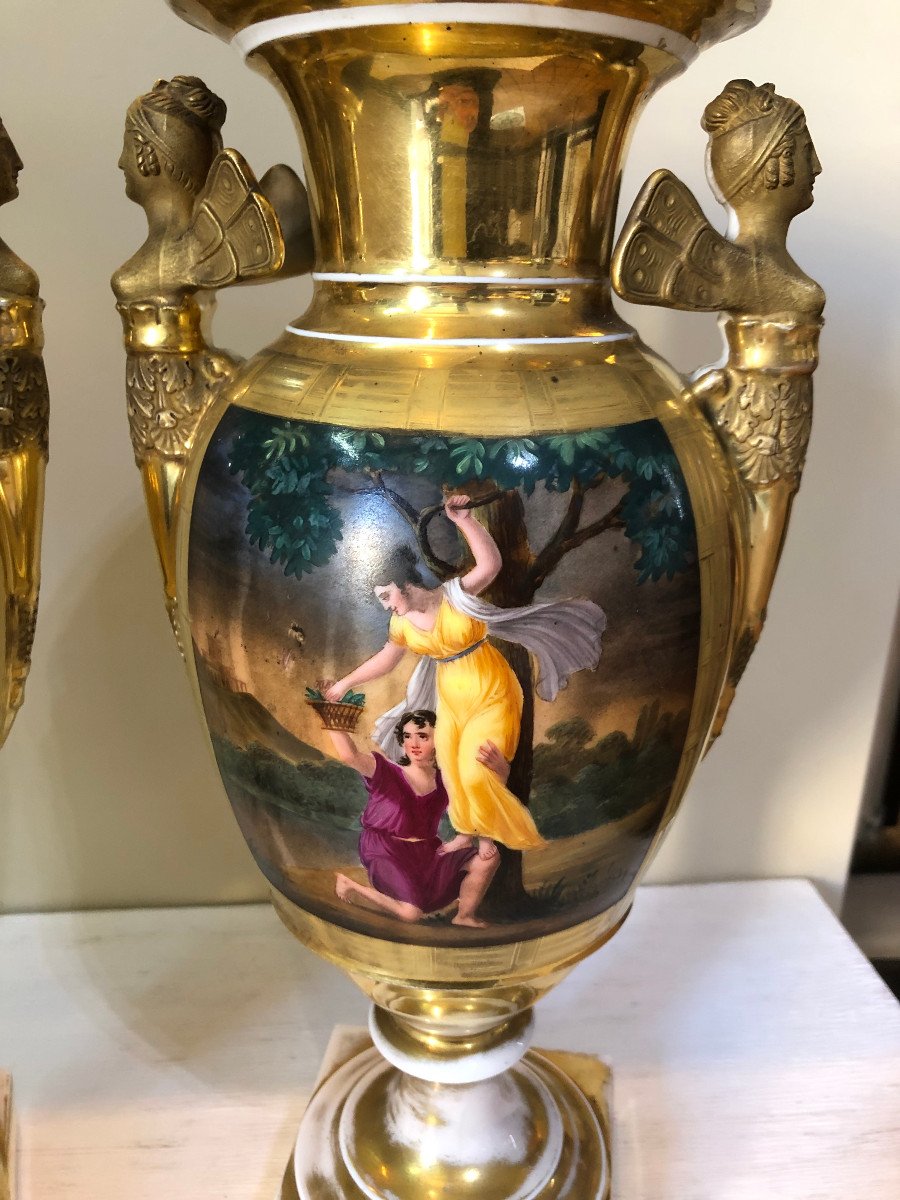 Paire De Vase En Porcelaine Empire -photo-2
