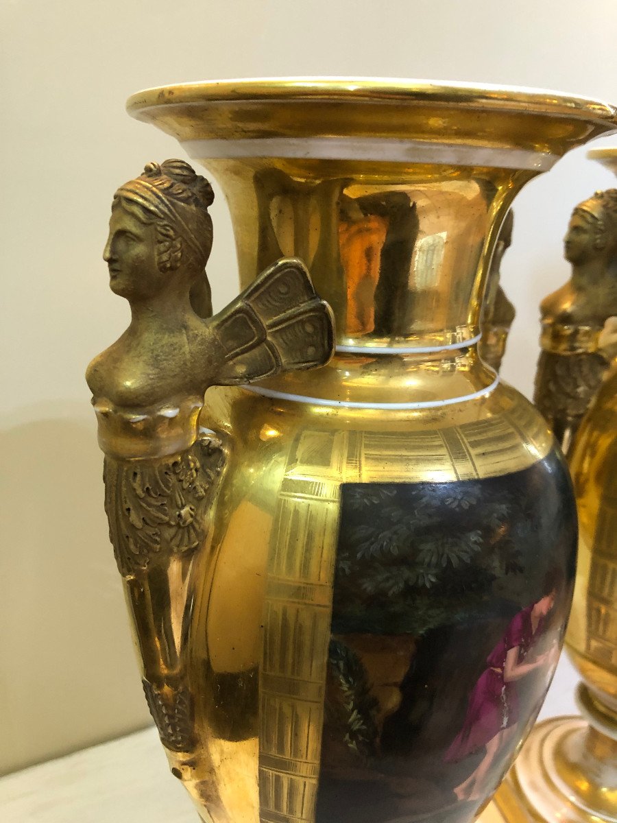 Paire De Vase En Porcelaine Empire -photo-3