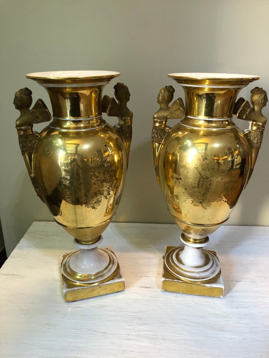 Paire De Vase En Porcelaine Empire -photo-4