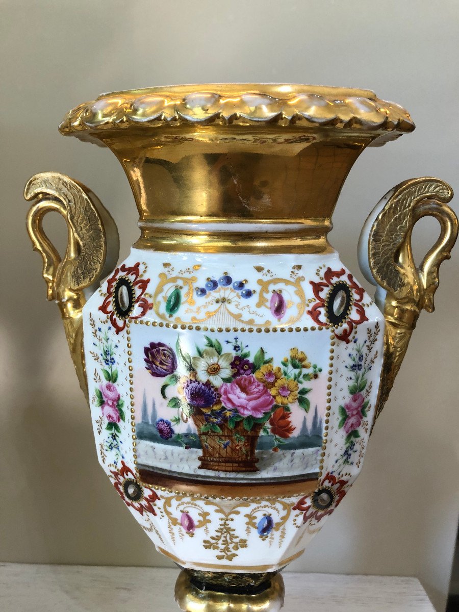 Paire De Vase En Porcelaine France  XIX Sec.-photo-4