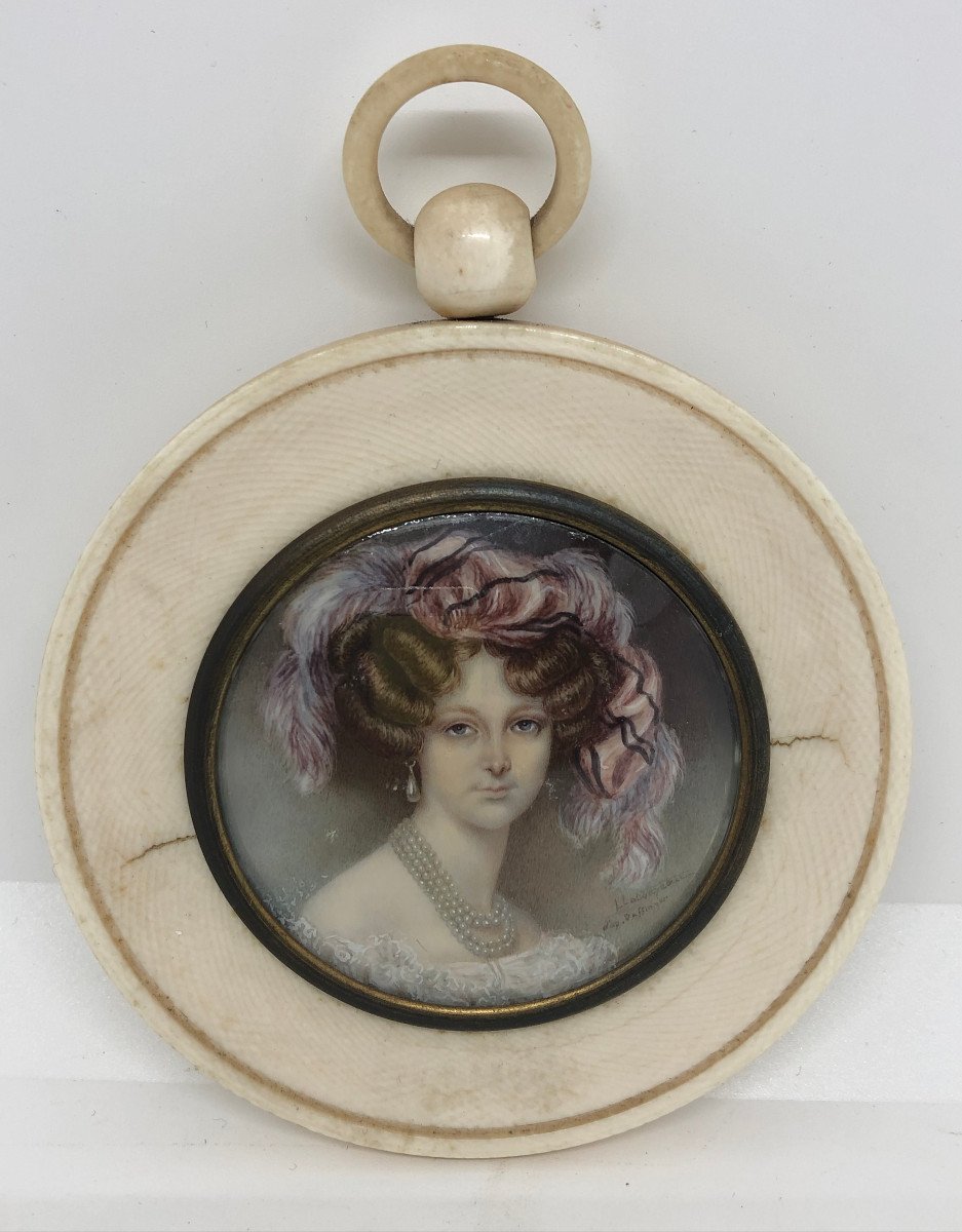 M.Daffinger portrait de Comtesse Potcka miniature sur ivoire-photo-2