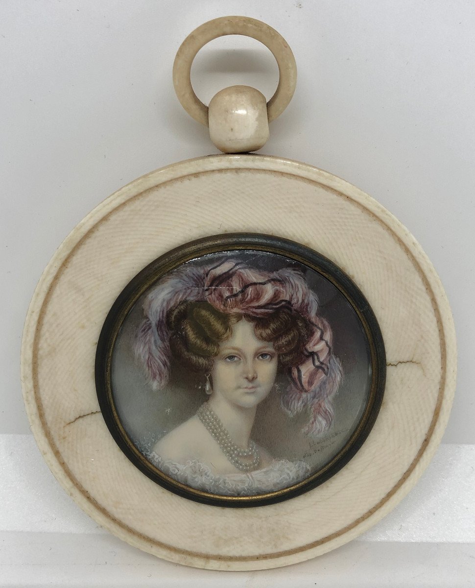 M.Daffinger portrait de Comtesse Potcka miniature sur ivoire-photo-3