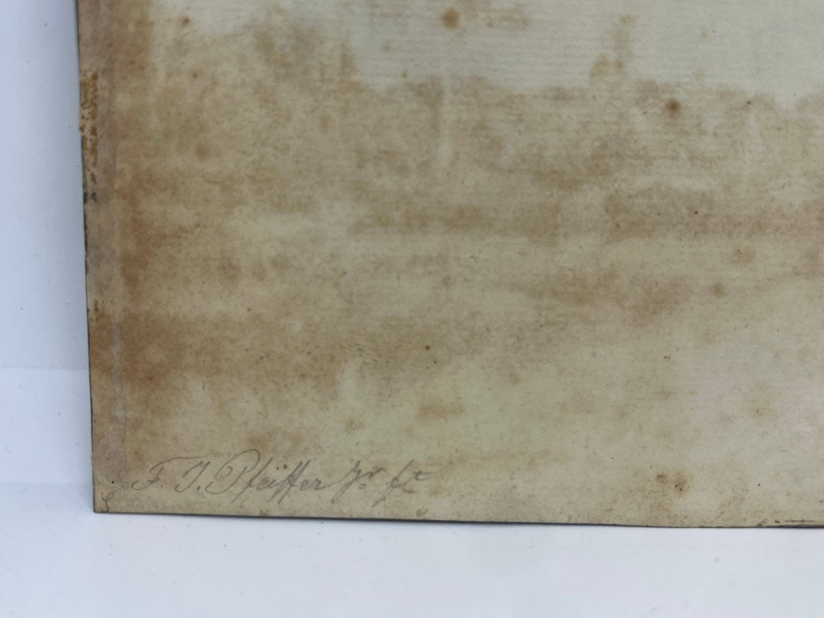 Tecnica mista su carta Attribuita a F.J.Pfeiffer Paesi Bassi 1778 - 1835-photo-4