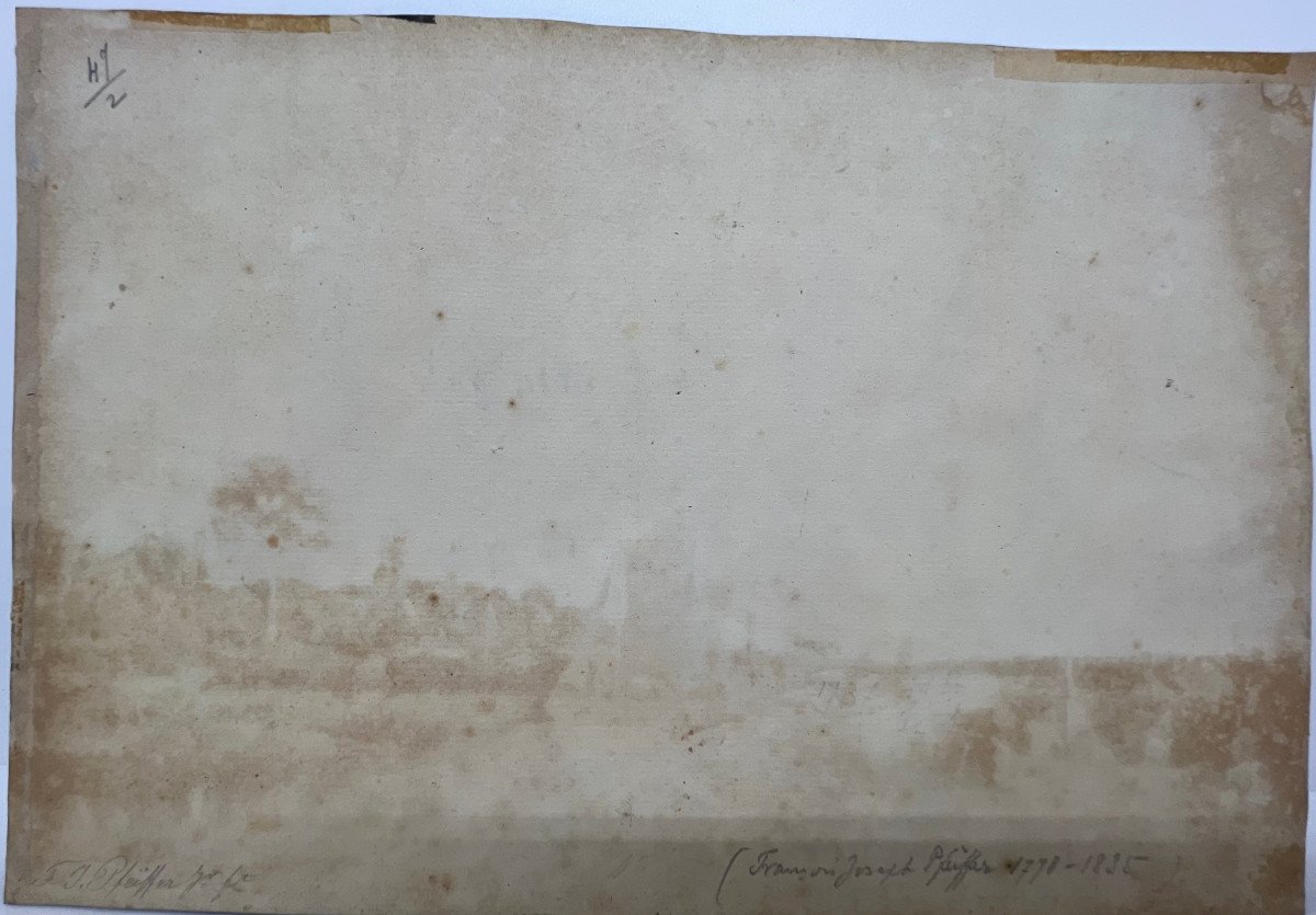 Tecnica mista su carta Attribuita a F.J.Pfeiffer Paesi Bassi 1778 - 1835-photo-5