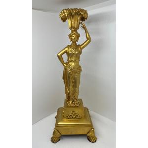 Piede di Lampada in bronzo dorato  del XIX sec.