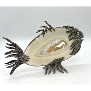 Fish Made Of Agate And Sterling Silver