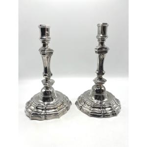 Pair Of 18th Century Solid Silver Candlesticks