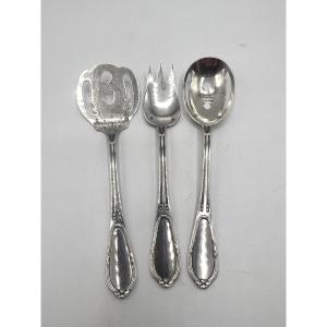 Three-piece Sterling Silver Hors d'Oeuvres Or Petit Fours Service