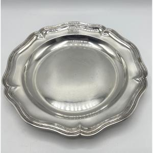 Round Solid Silver Platter, 18th Century, Saint Omer