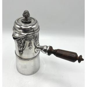 Solid Silver Chocolate Pot With Wooden Handle