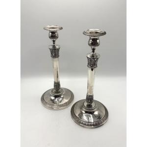 Pair Of Solid Silver Vieillard Hallmarked Candlesticks