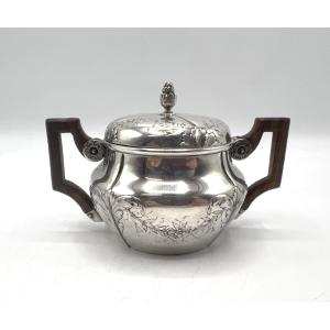 Solid Silver Sugar Bowl, Rose Decoration