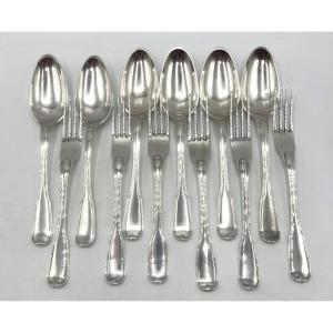 Suite Of 6 Pieces Of 18th Century Solid Silver Flatware