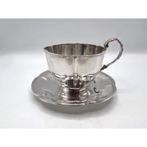 Tea Cup And Saucer In Sterling Silver