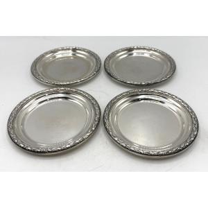 Suite Of 4 Solid Silver Coasters By Boin Georges Et Henry/boin Taburet