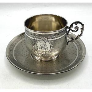 Solid Silver Coffee Cup And Saucer By Hack Et Hourdequin
