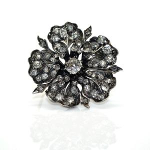 Antique Diamond Flower Brooch