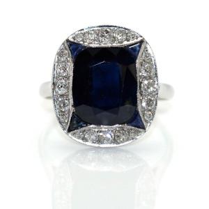 Art Deco Diamond And Sapphire Cluster Ring