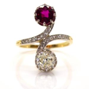 Toi Et Moi Diamond And Ruby Ring