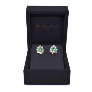 Diamond And Emerald Vintage Earrings