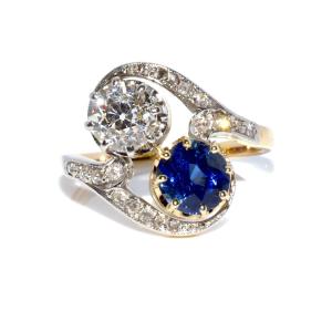 Diamond And Sapphire Toi Et Moi Ring