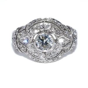 Diamond Art Deco Dome Ring