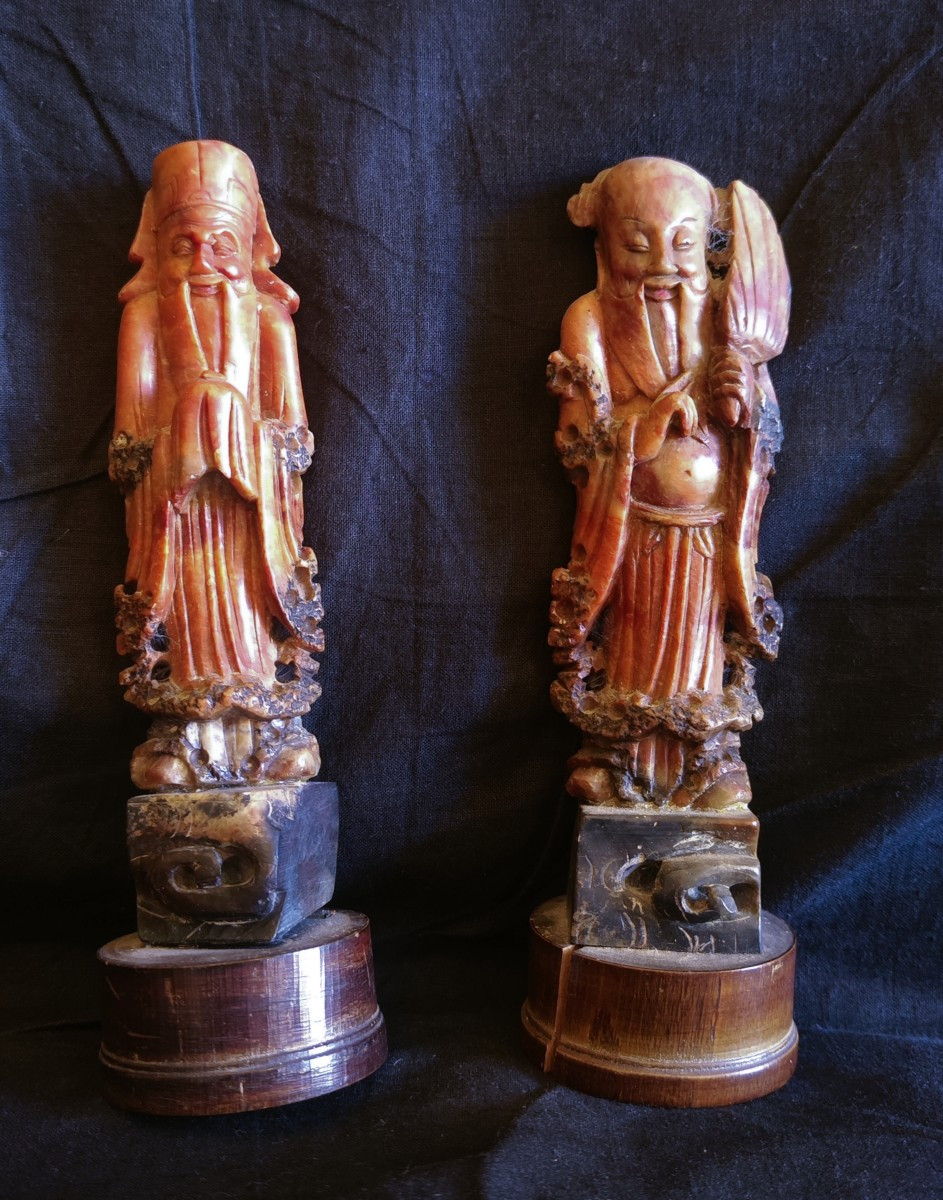 Coppia di statuine cinesi