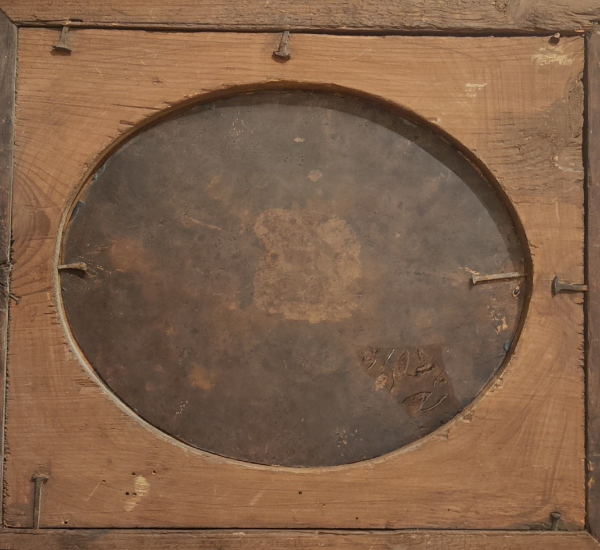 Quadro su ranepittura su rame raffigurante San Benedetto e San Francesco ai lati di madonna con-photo-2