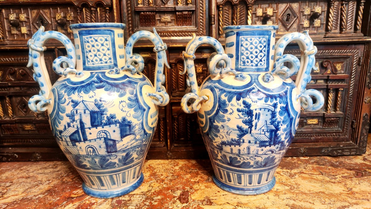 Coppia vasi Savonacoppia vasi savona, oggetti di grande decorazione 