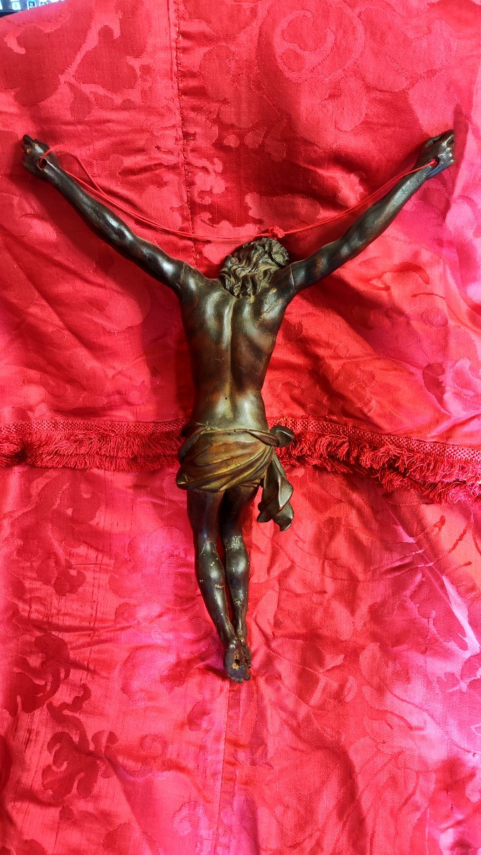 Cristo ligneocristo ligneo,scultura della seconda metà del seicento patina scura di epoca lavor-photo-2